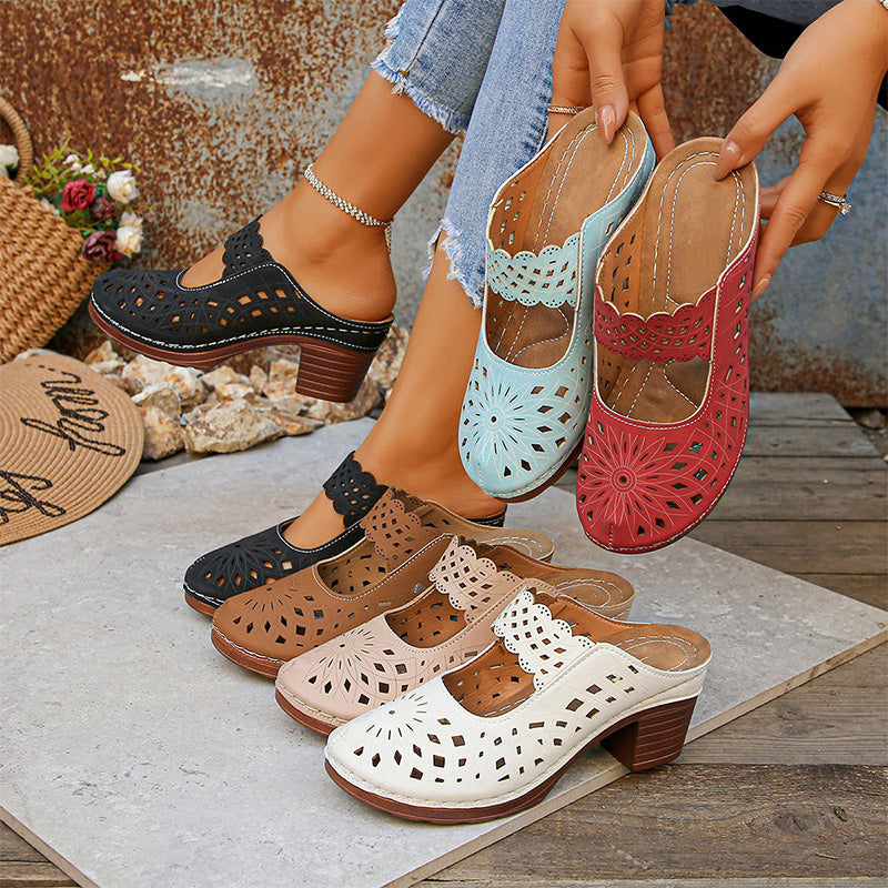 Women's Open-Toe Block-Heel Mules