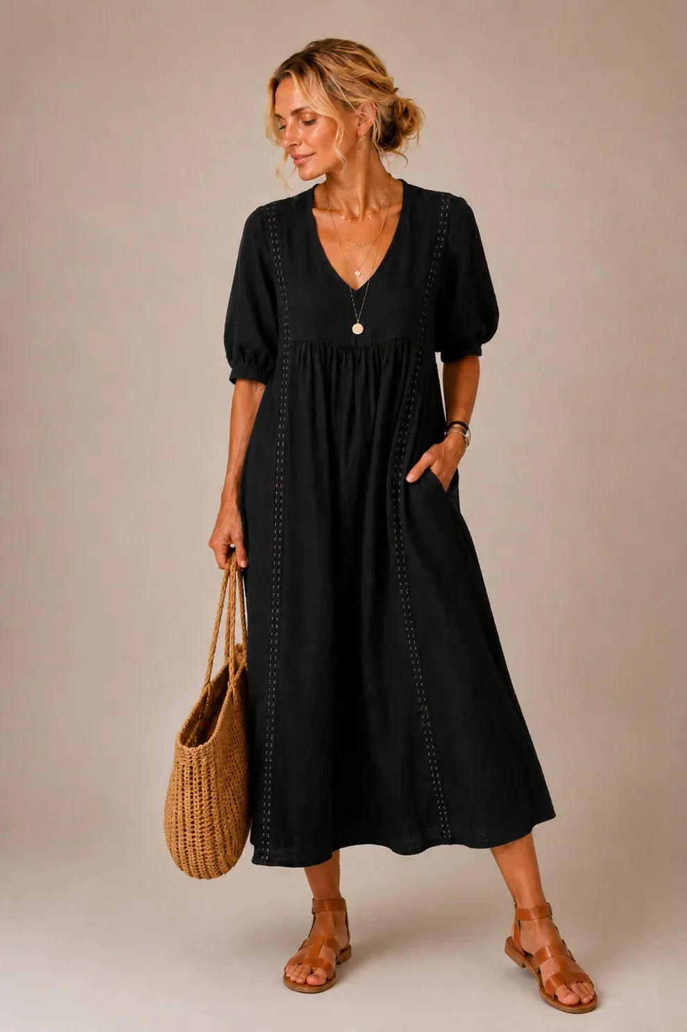 Linnea | Lace-Trim Maxi Dress