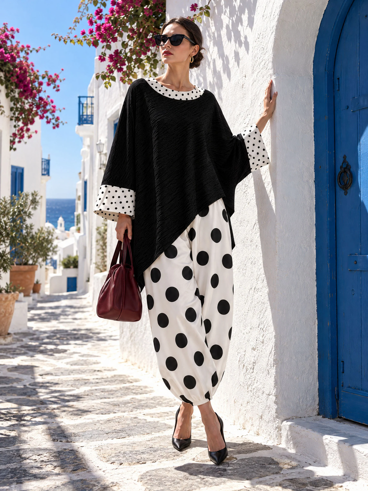 Black & White Polka Dot Two-Piece Set