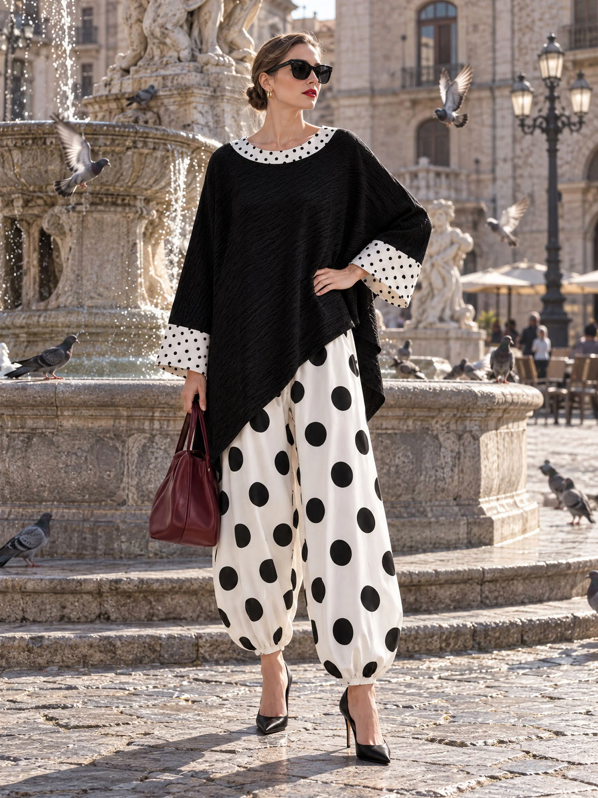 Black & White Polka Dot Two-Piece Set