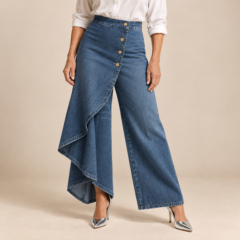 jeans in de lichtbeige studio