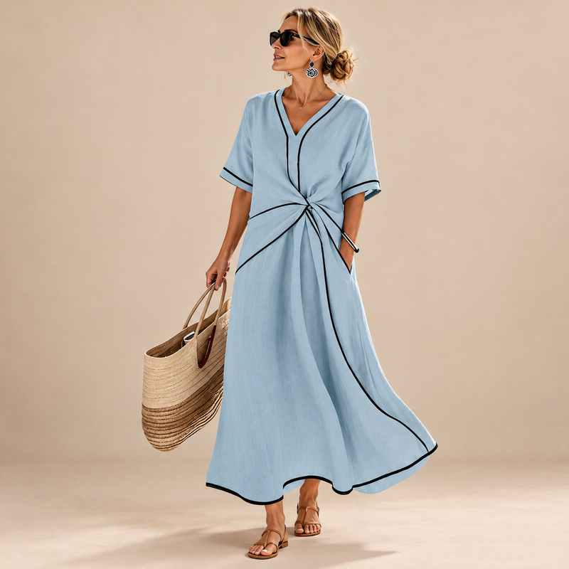 midi dresses in de lichtbeige studio