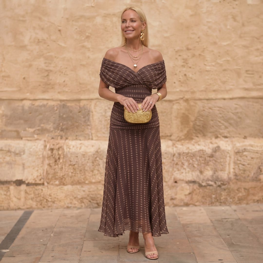 Jasmine™ | Brown Geometric Dress