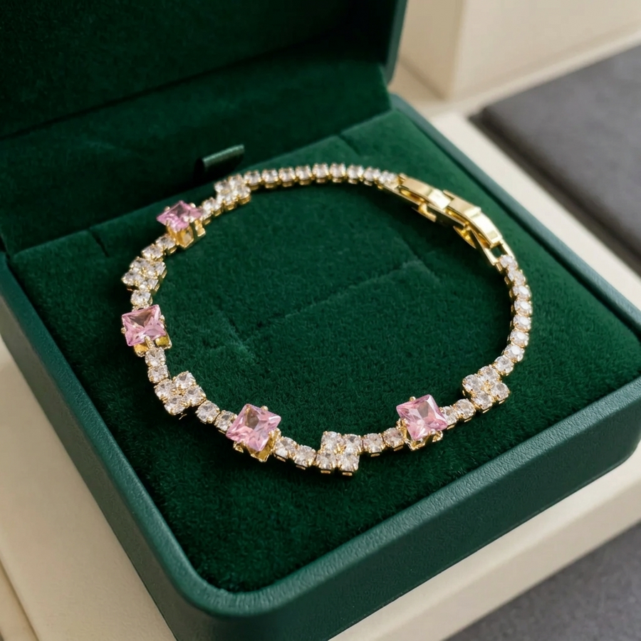 Blush Squares Tennis Bracelet