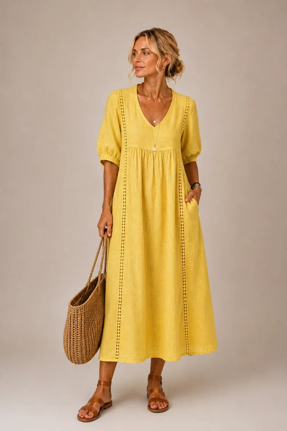 Linnea | Lace-Trim Maxi Dress