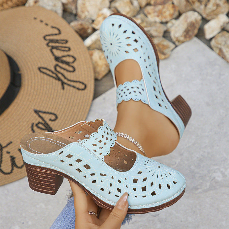 Women's Open-Toe Block-Heel Mules