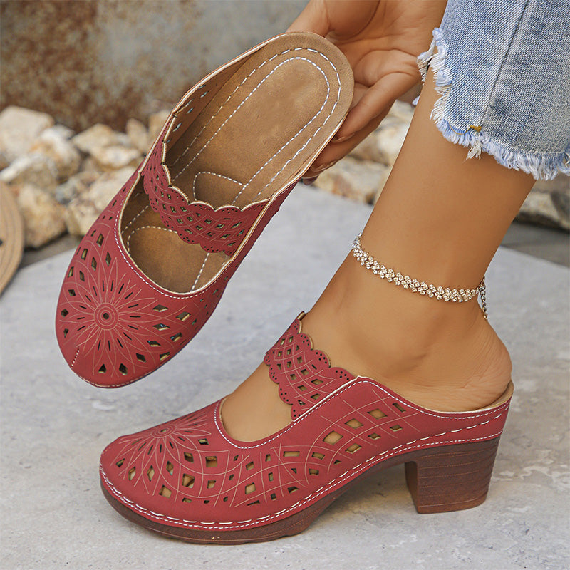 Women's Open-Toe Block-Heel Mules