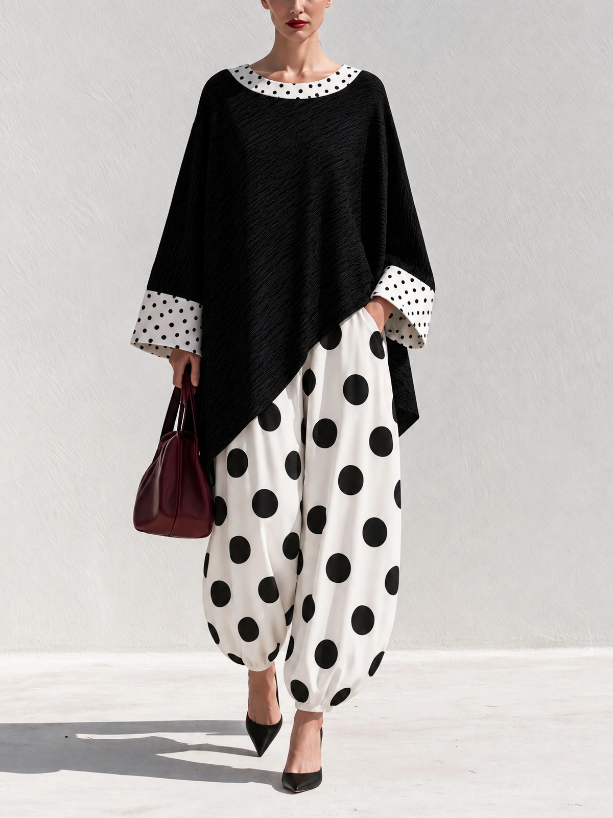 Black & White Polka Dot Two-Piece Set
