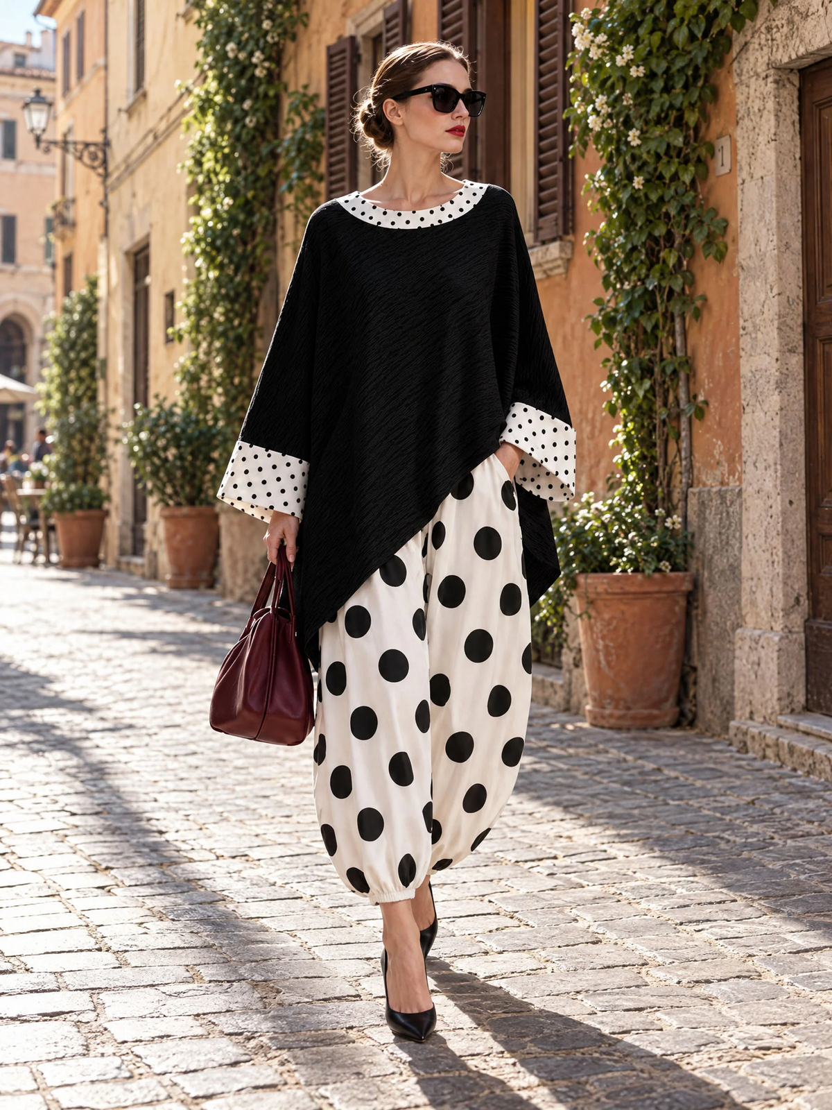 Black & White Polka Dot Two-Piece Set