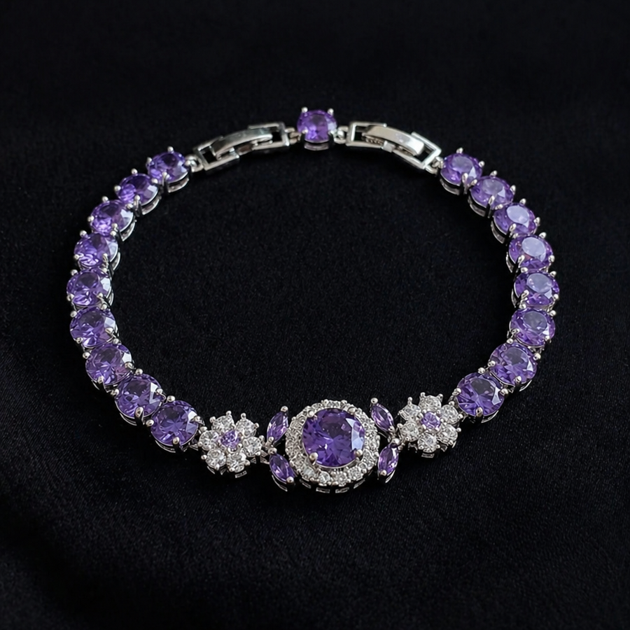 Velmira Crown White Gold Tennis Bracelet