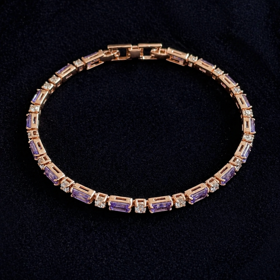 Amethyst Prism Rose Gold Tennis Bracelet