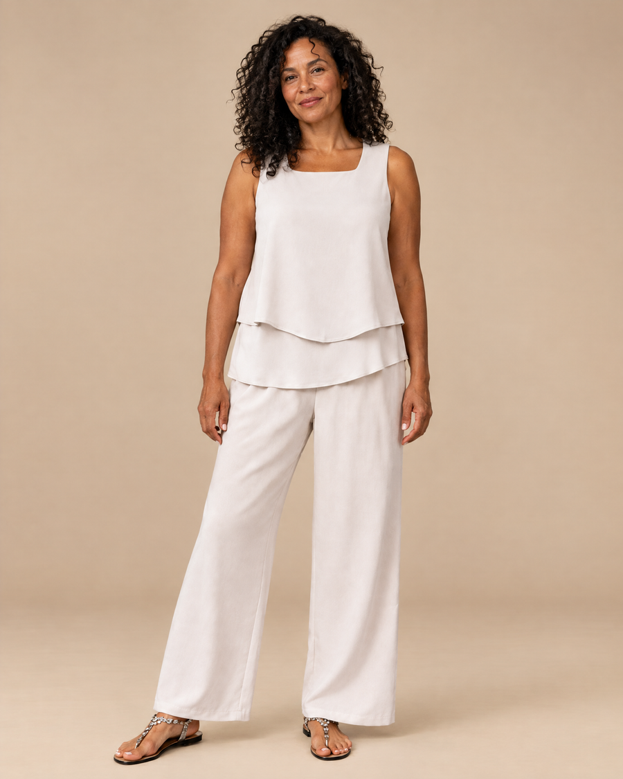 adeline pure luxe set in a light beige studio