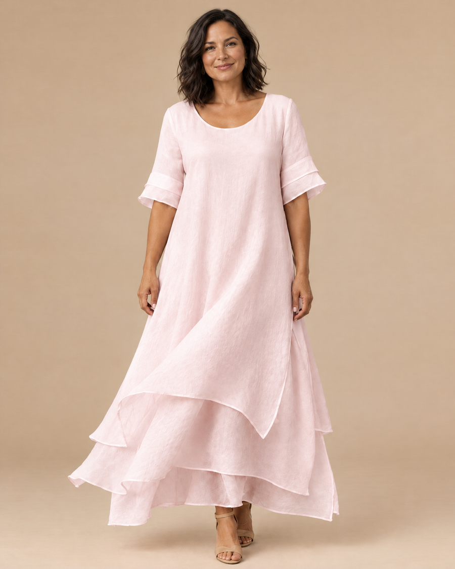 olive flowing grace maxi dress in a light beige studio